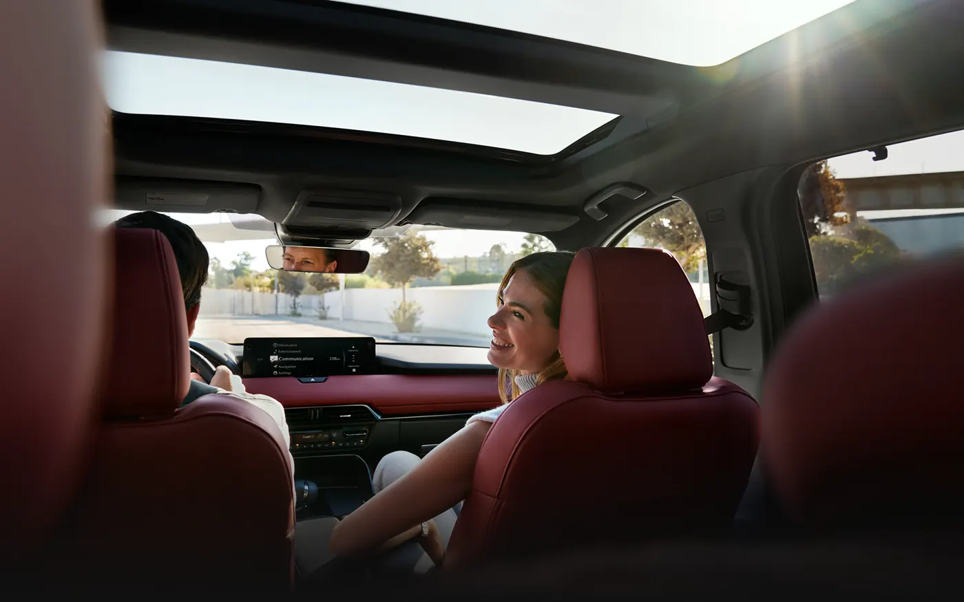 Friends riding in the 2-row 2027 Mazda CX-90 | Bright Bay Mazda in Bay Shore NY